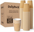 500 Pack 12 oz Paper Coffee Cups, Ripple Insulated Paper Cups, Hot Water Cups for Home, Office, Hotel, Meetings, Parties