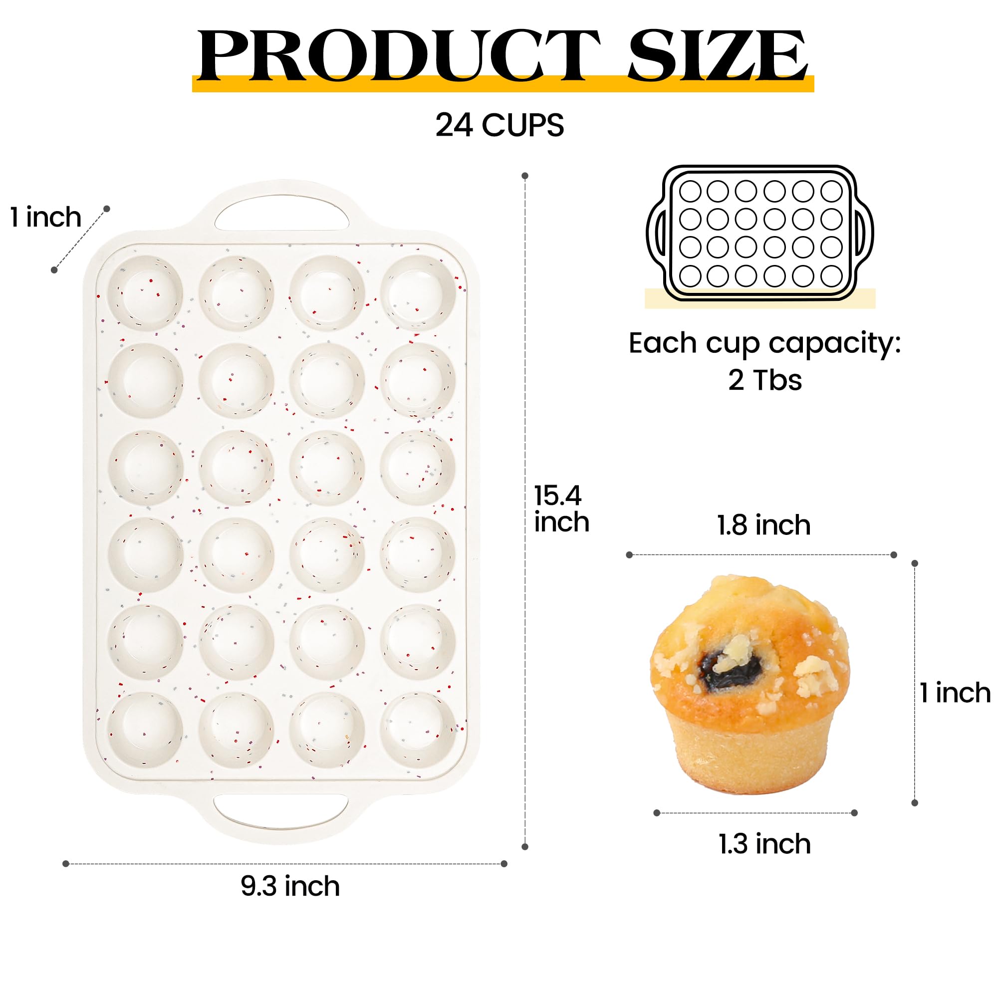 AOTASO Mini Muffin Pan, 24 Cups, Cream