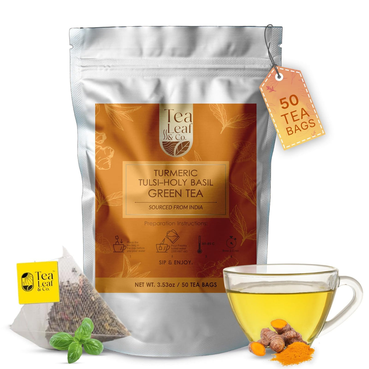 Sweet Hibiscus Cinnamon Green Tea (3.5oz), Natural Herbal Infusion, 50 Bags