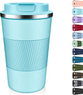 Insulated Coffee Tumbler 12 oz, Stainless Steel Coffee Mug with Lids, Travel Coffee Mug Leak Proof, Double Wall Vacuum Insulated Reusable Coffee Cup, Keep Drinks Hot and Cold (Turquoise, 12 Ounces)