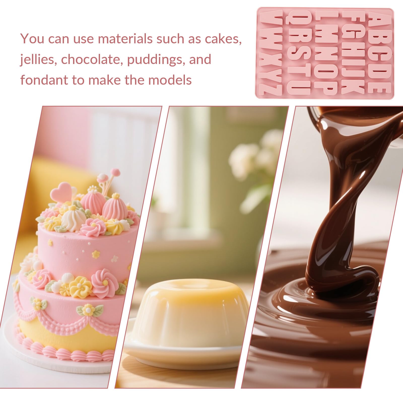 1 Pcs 26 Cavities Silicone Alphabet chocolate letter molds, Letter Molds for Chocolate, Candy, Cake, Biscuit, Large Depth, Easy Release and Clean