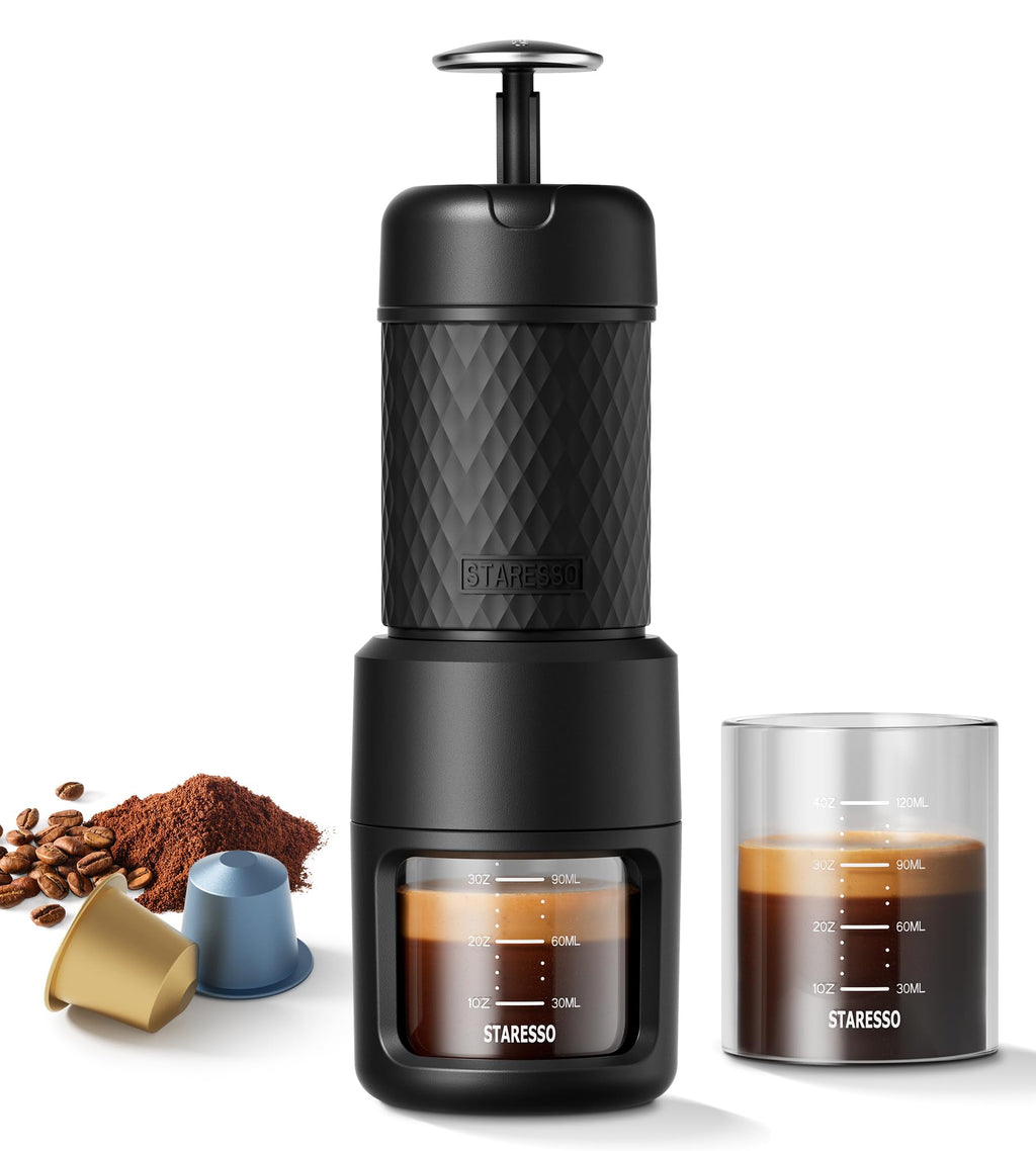 STARESSO Classic Manual Espresso Maker, 2 IN 1 Travel Coffee Machine