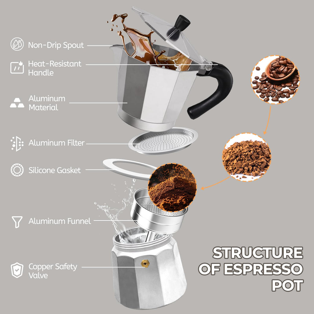 Aluminum 12 Cup 600ml Moka Pot Express Coffee Maker Stovetop Espresso