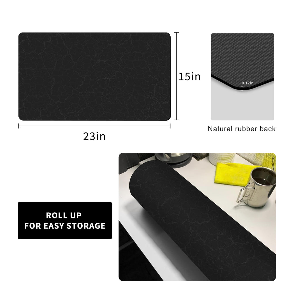 Coffee Bar Mat,Under Coffee Maker Mat,23"x15"Coffee Tray Mat Under Coffee Machine,Rubber Coffee Maker Mat,Under Appliance Mats,Silicone Hot Mat for Coffee Machine,Dish Drying Mat, Marble Black