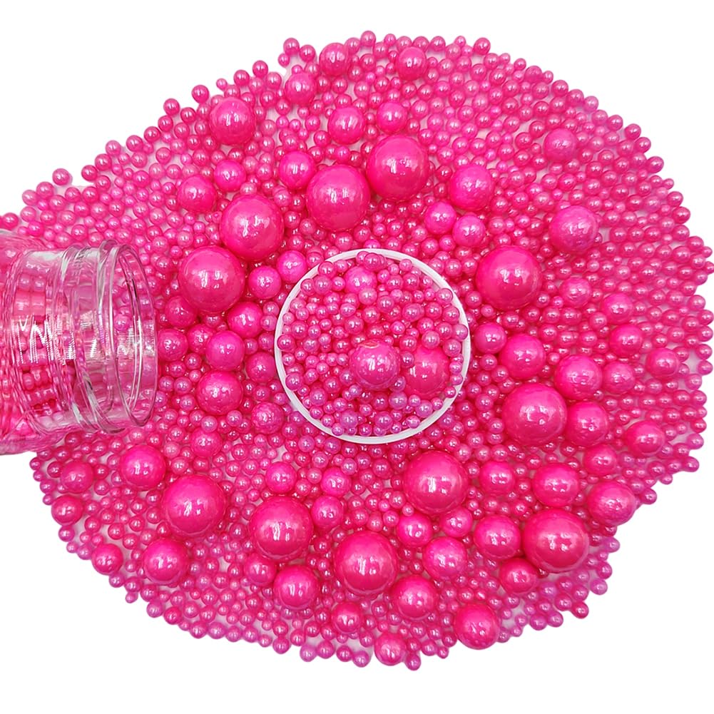 Edible White Pink Sugar Pearls Candy Sprinkles 120G/ 4.23Ounce Baking Cake Sprinkles Cupcake and Cake Topper Cookie Decorations Wedding Party Valentines Halloween Christmas Supplies