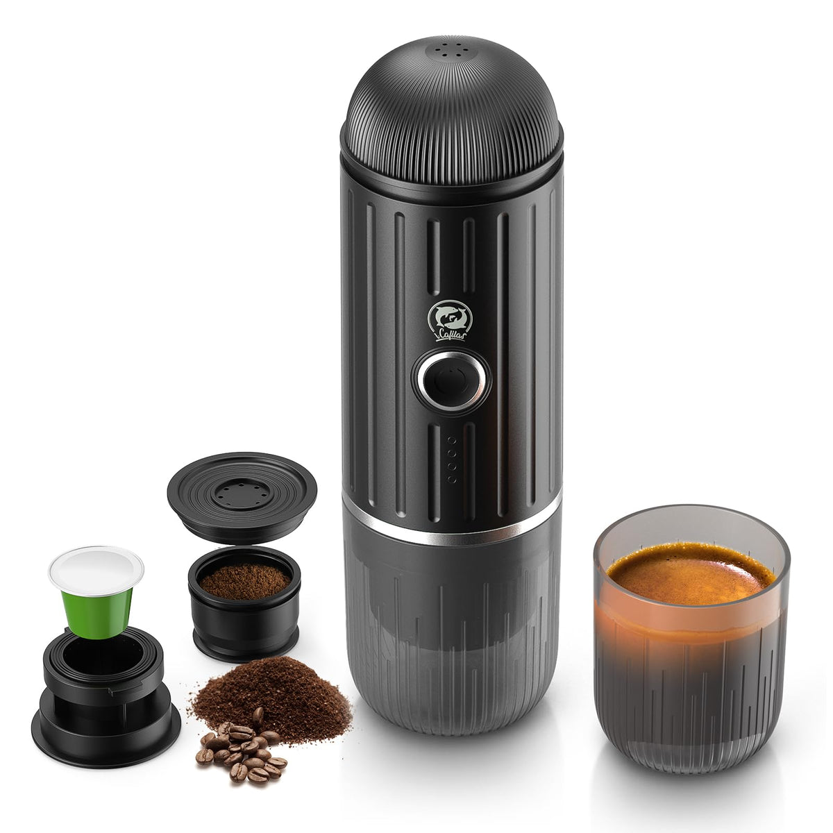 i Cafilas 2-in-1 Portable Espresso Maker For Nespresso Pod＆Ground,White