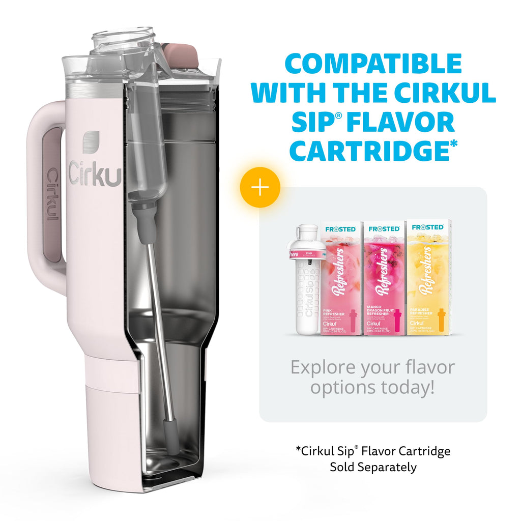 Cirkul 40oz. Cherry Blossom Stainless Steel Tumbler with Handle, All-Day StrawSip™, Double-Wall Insulated