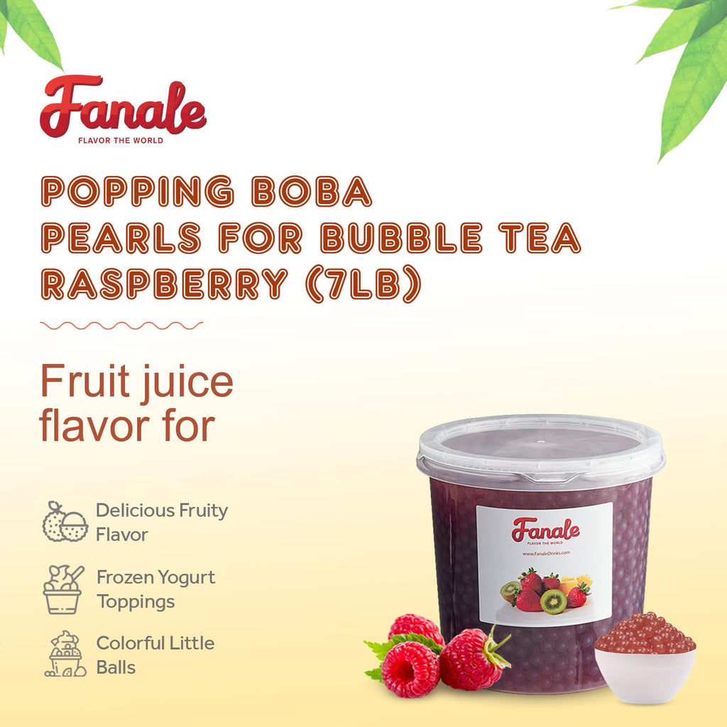 Fanale Raspberry Popping Boba Pearls for Bubble Tea and Drinks, 1 Pound