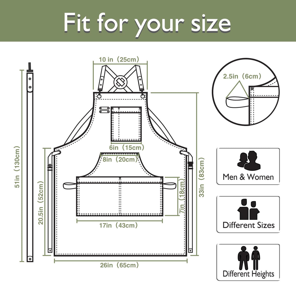 Stenffy 10 Pack Kitchen Apron, Work Apron, Canvas Apron, Olive