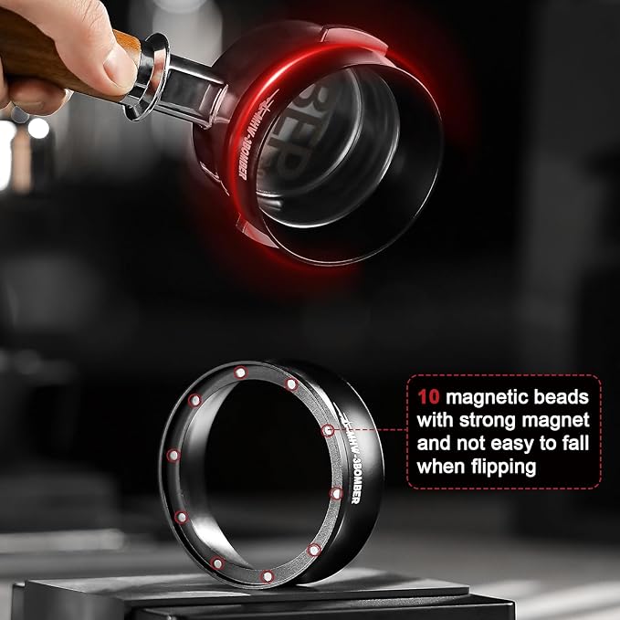 MHW-3BOMBER 51mm Espresso Dosing Funnel & Puck Screen Set, Magnetic Dosing Rring & Reusable Filter kit Compatible with 51mm Bottomless Portafilter, Coffee Dosing Ring with Eppresso Puck DR7015-OS