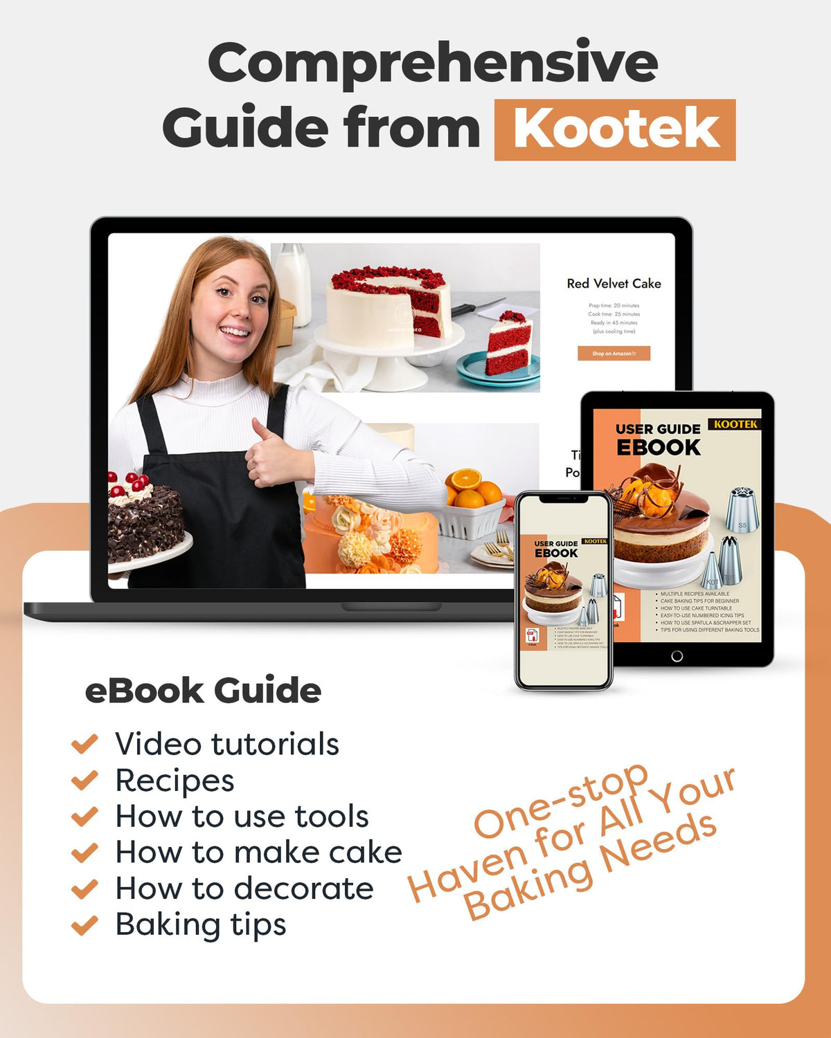 Kootek 180 Aluminum Cake Decorating Kit, Baking Tools for Beginners & Pros
