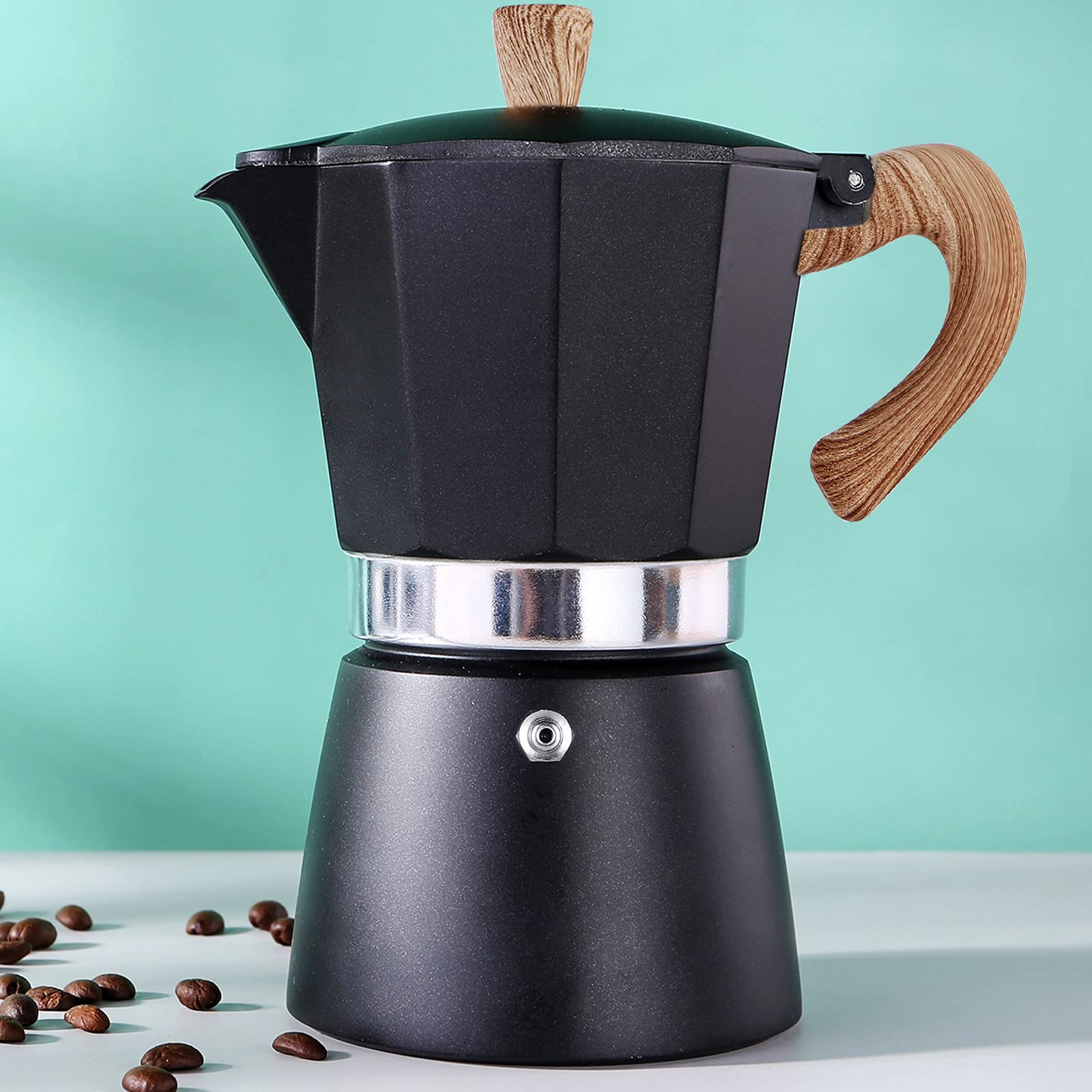 AIFUSI Moka Pot, Italian Coffee Pot 3 Cup/5 oz Stovetop Espresso Maker Stovetop Camping Manual Cuban Coffee Percolator Machine Italian Espresso Greca Coffee Maker Brewer Percolator