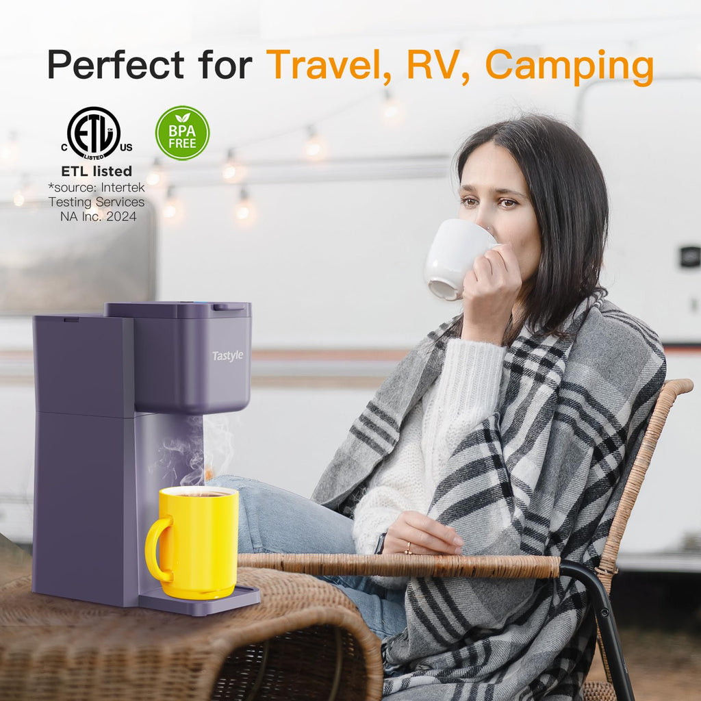 Tastyle Mini Single Serve Hot and Iced Coffee Maker for K Cup and Ground