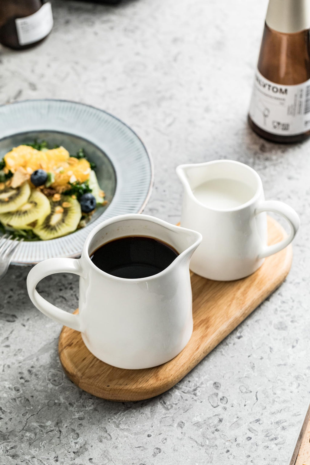 Creamer 9 OZ Creamer Pitcher, White Creamer with Handle, Porcelain Small Milk Pitcher, Coffee Farmhouse Kitchen Accessory