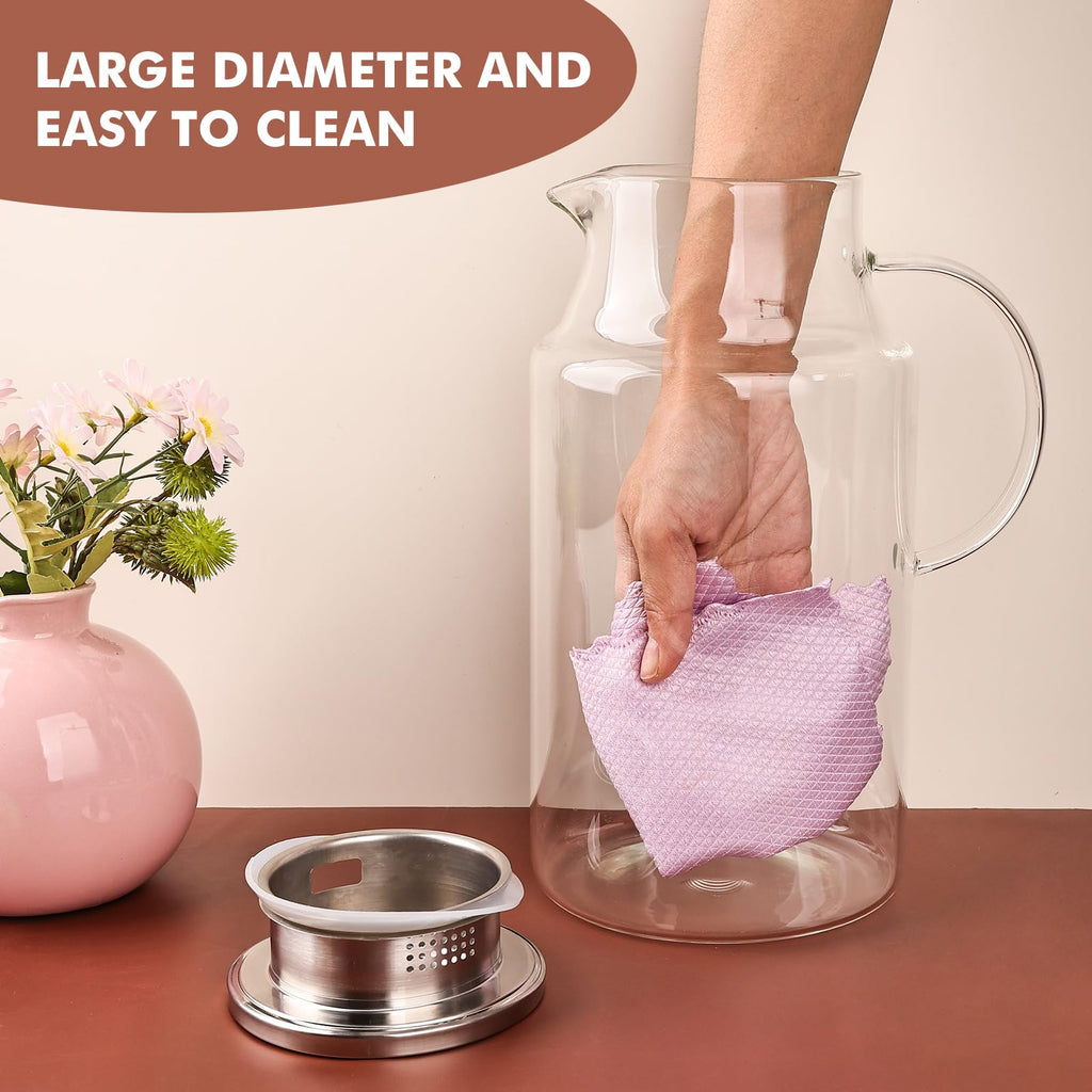 128oz Glass Pitcher with Lid,1 Gallon Glass Water Pitcher Hot/Cold Water Jug, 3.7LJuice and Iced Tea Beverage Carafe with Lid
