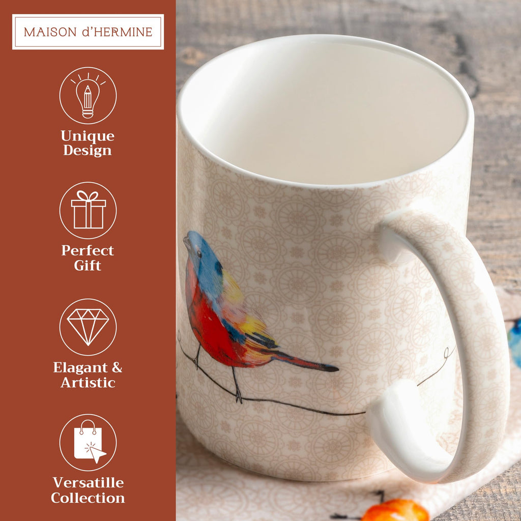 Maison d' Hermine Coffee Mug with Handles Tea Cups (12 Ounce, Pack of 1)