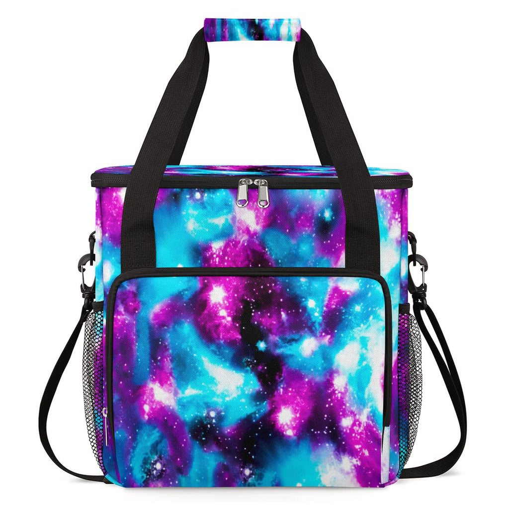 Funny Galaxy Coffee Maker Carring Bag Glitter Space Travel Storage Tote Bag Compatible with Keurig K-Mini or K-Mini Plus Portable Single Serve Coffee Brewer Case with Pockets for K-cup Pods