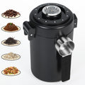 ZENTORIQ Coffee Canister, Airtight Stainless Steel Kitchen Food Storage Container With Spoon And Date Tracker, For Ground Coffee, Cereal, Bean, Tea,Sugar (black)