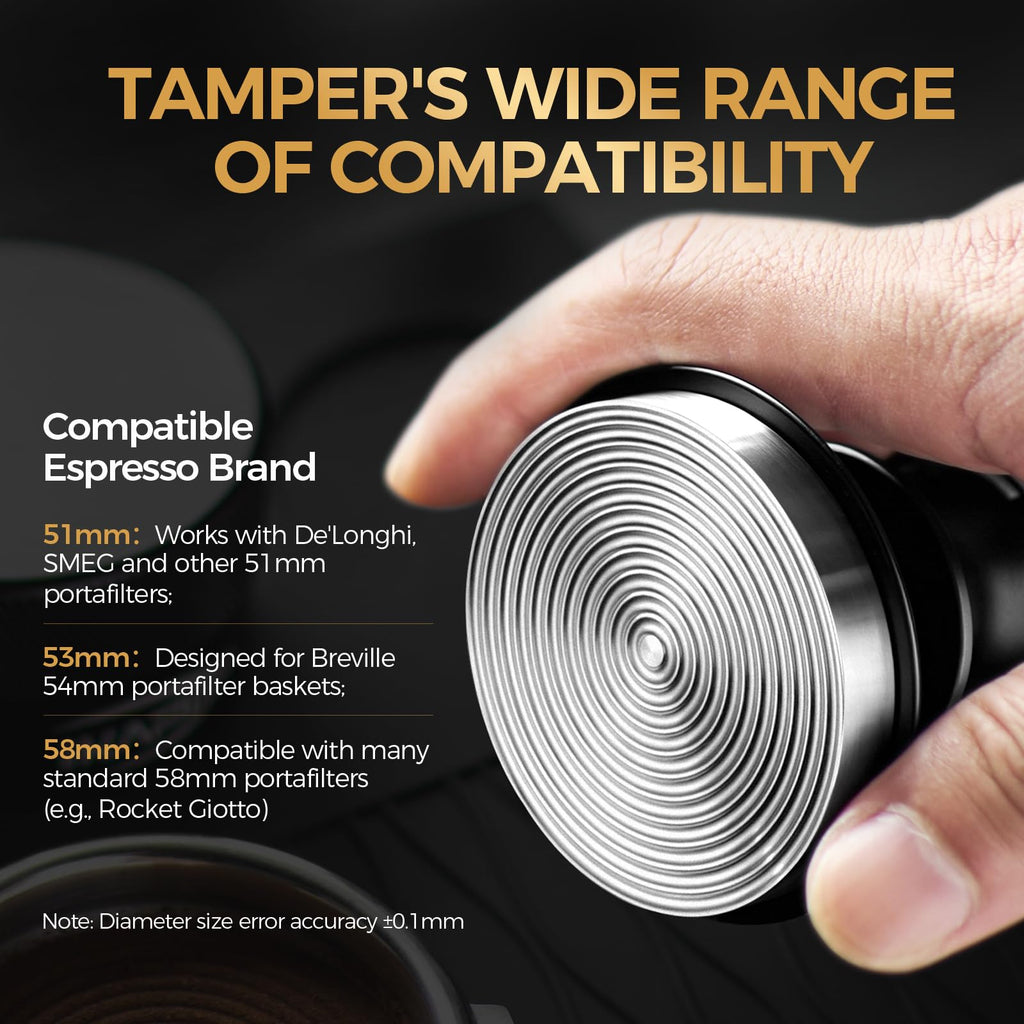 IKAPE 45mm Espresso Tamper, Premium Barista Coffee Tamper with Calibrated Spring Loaded, 100% Flat Stainless Steel Base Tamper for Espresso Machine