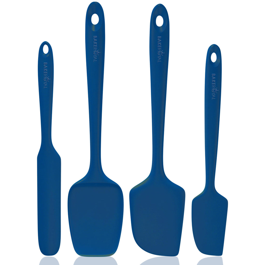 BakeRoyal Silicone Spatula Set - 4-Piece Rubber Spatulas Silicone Heat Resistant 600°F for Everyday Task - Seamless Design Kitchen Spatulas for Nonstick Cookware