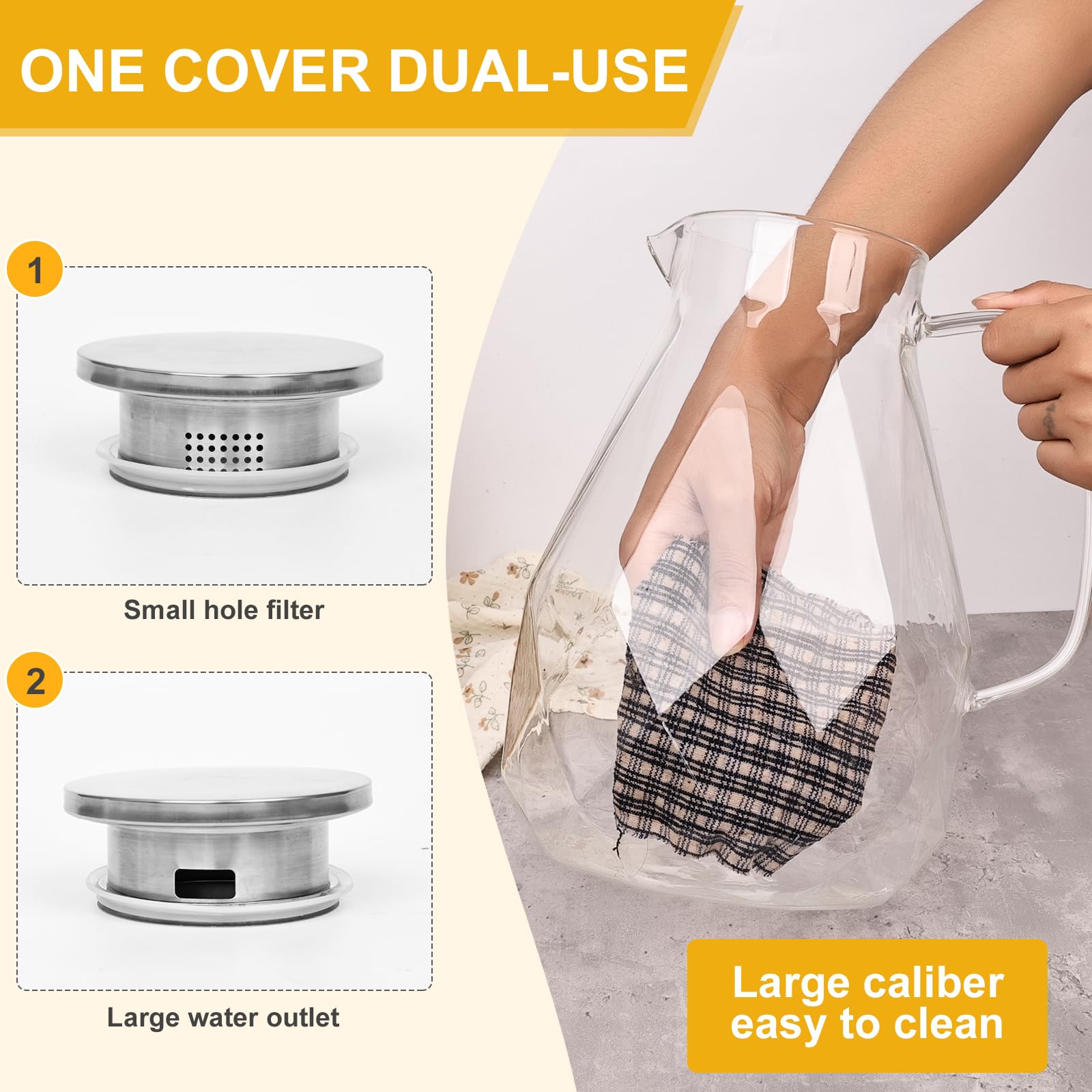 Glass Pitcher with Lid,1 Gallon Glass Water Pitcher Hot/Cold Water Jug, Juice and Iced Tea Beverage Carafe with Lid (Extra-Wide Mouth)