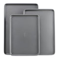 GoodCook Everyday Nonstick Baking Sheet Set, 3 Pack Includes Small (13×9) Medium (15×1) and Large (17×11) Pans Carbon Steel Construction Cookie Sheets Bakeware Set, Gray