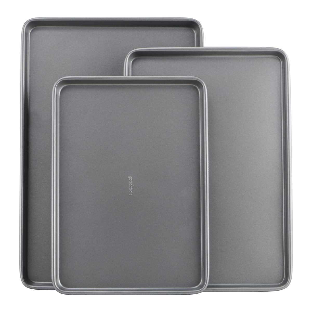 GoodCook Everyday Nonstick Baking Sheet Set, 3 Pack Includes Small (13×9) Medium (15×1) and Large (17×11) Pans Carbon Steel Construction Cookie Sheets Bakeware Set, Gray