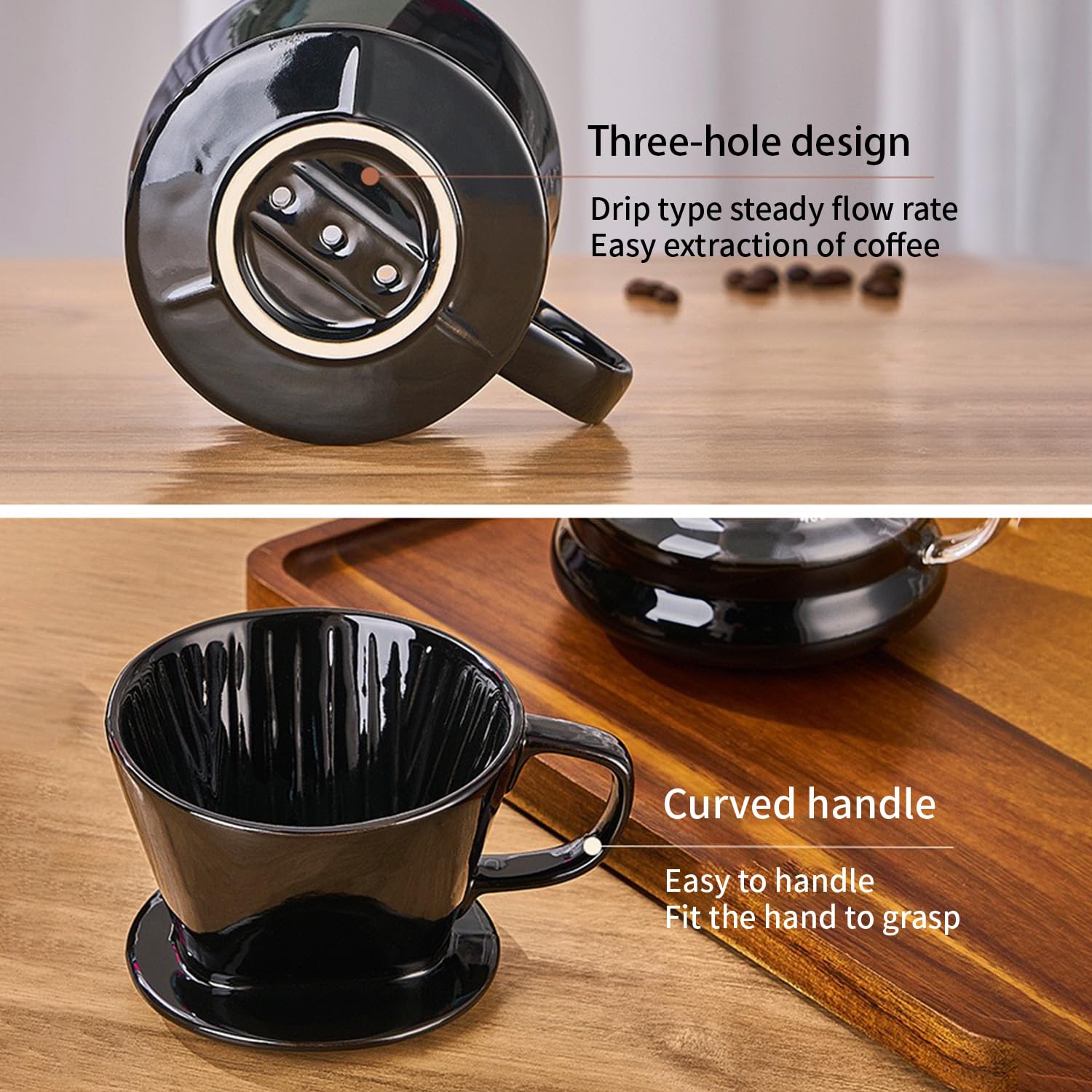 Marirao Pour Over Coffee Maker, Single Cup Coffee Dripper, Manual Porcelain Slow Brewing Accessories for Travel, Camping, Office, Home, Cafe, Coffee Gifts (White, Medium)