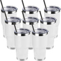 DOMICARE 30oz Tumbler Bulk with Lid and Straw, Double Wall Travel Coffee Mug, Insulated Vacuum Stainless Steel Tumblers, Powder Coated Tumbler Cup (White, 8)