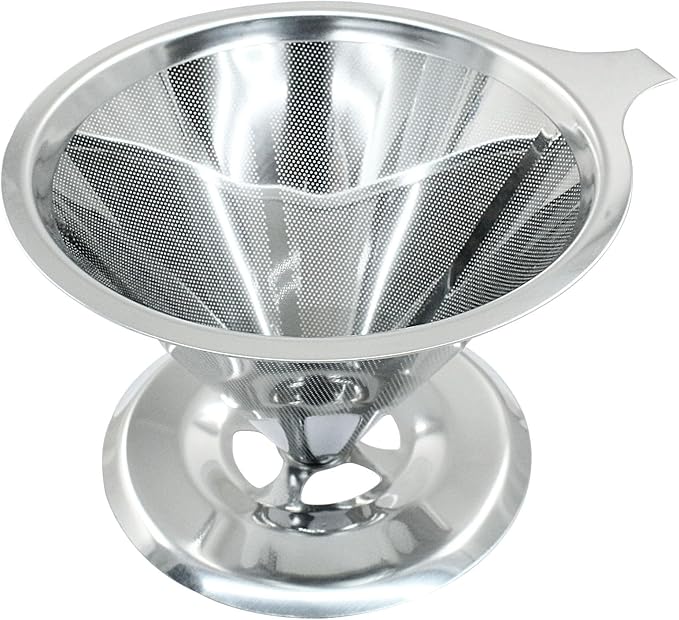 Waziaqoc Pour Over Coffee Dripper, Slow Drip Paperless Coffee Filter, Stainless Steel Pour Over Coffee Maker for 1-2 Cups Brew, Double Mesh Design of Manual Reusable Cone Filter