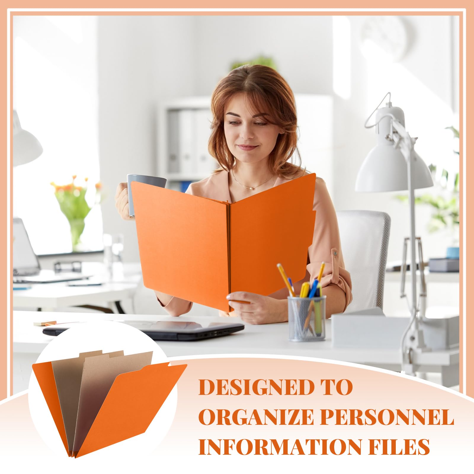 24 Pcs Skyygemm Classification Folder Letter Size, 2 Pocket File,Orange