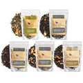 Herbal Tea Sampler – 5 Caffeine-Free Loose Leaf Blends for Sleep and Relaxation, Fruity and Dessert-Inspired Flavors, 75 to 100 Cups – Handcrafted in USA – Plum Deluxe