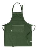 AMOUR INFINI Cotton Solid Aprons for Women with Pocket, Adjustable Strap and Waist Ties Washed Chef Aprons for Cooking, Baking and Gardening (27.5x33 Inches - Green)