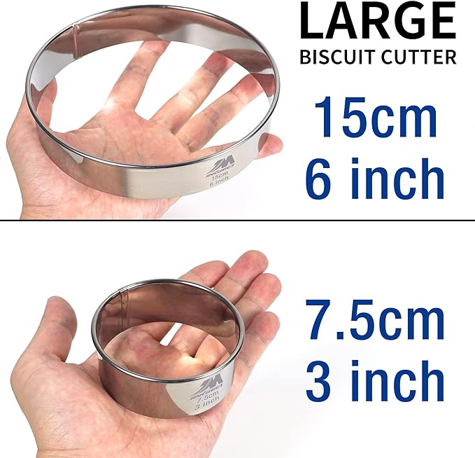 M JNGMEI 6 Pieces Stainless Steel Cookie Cutter Set 2'', 3'',3.5'', 4'',5''and6'' Biscuit Plain Edge Round Cutters large Sizes Shape Molds Ranging from 2-6 Inches GIFT PACKAGE
