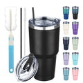 GUDEMAO 30 oz Tumbler with Lids and Straws, Stainless Steel Insulated Coffee Tumbler, Double Wall Vacuum Insulated Travel Mug Cup, Leakproof Thermal Coffee Cup for Hot and Cold Drinks (Black)