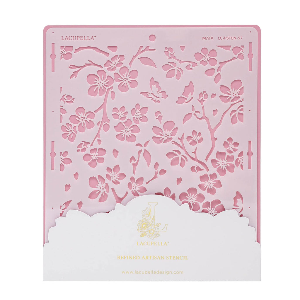 Lacupella Large Cake Decorating Stencil (MAIA) Sakura Leaves Pattern