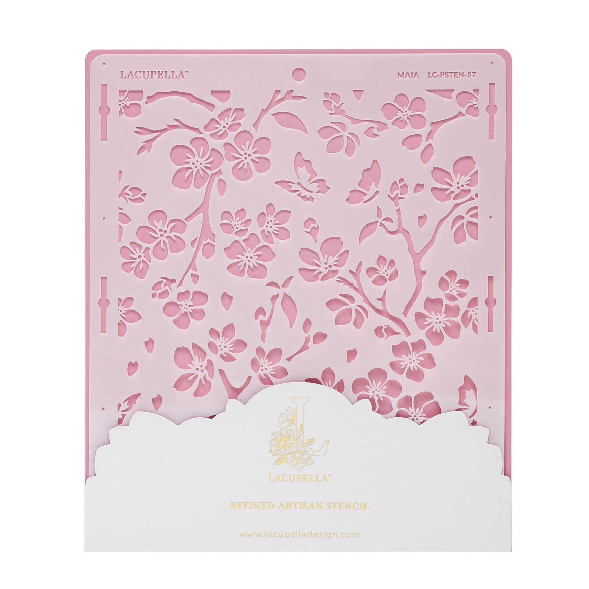 Lacupella Large Cake Decorating Stencil (MAIA) Sakura Leaves Pattern