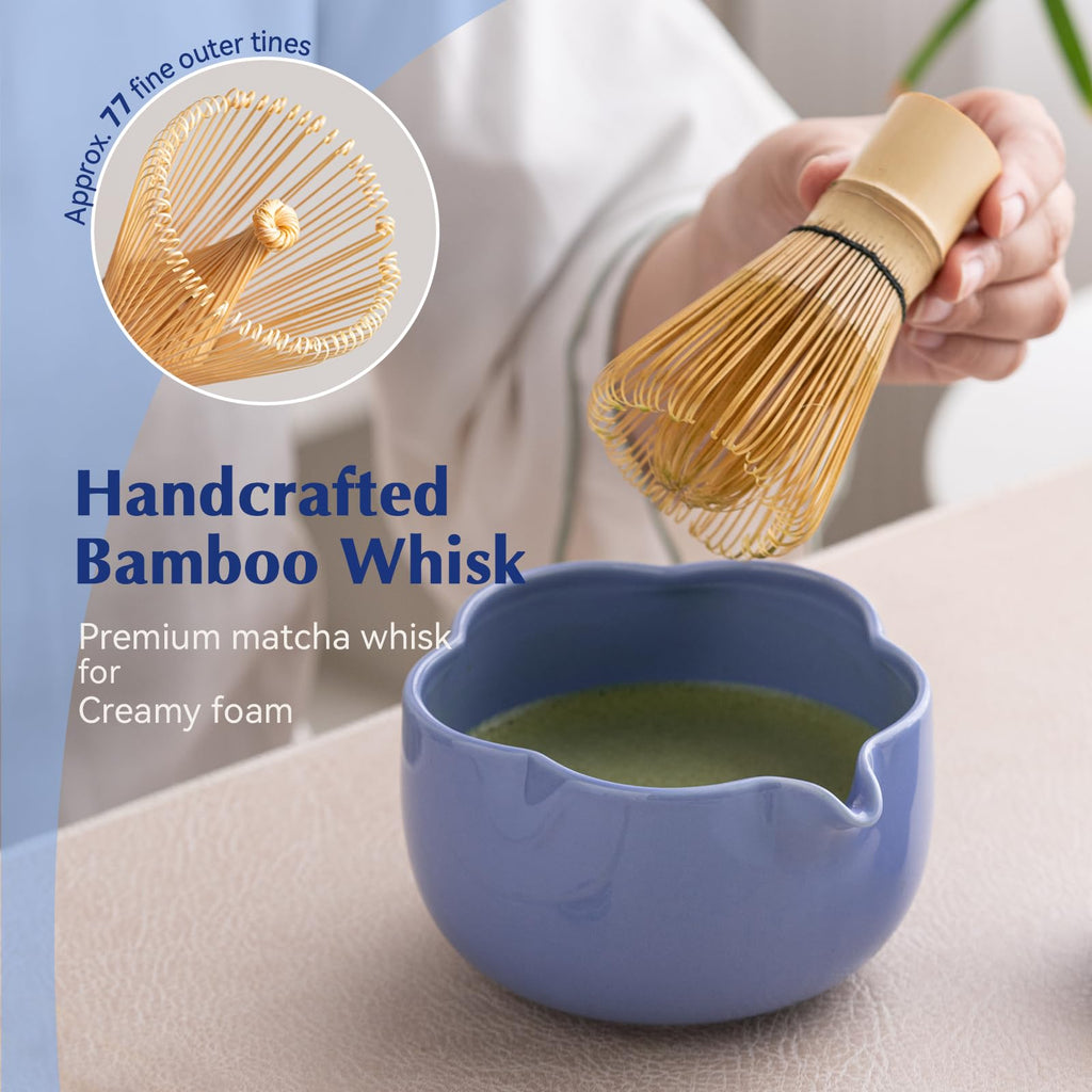 ChaseWind Matcha Set, 8Pcs Floral Ceramic Matcha Kit with Matcha Whisk