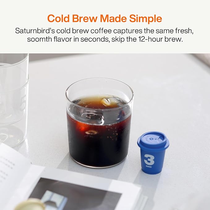 SATURNBIRD Coffee Instant Cold Brew - Light, Medium, Dark Roast Variety Pack, 6 Roast Levels (NO.1-6), 100% Arabica with DIAMONDUST Technology, 24 Single Serves Perfect for Iced Coffee
