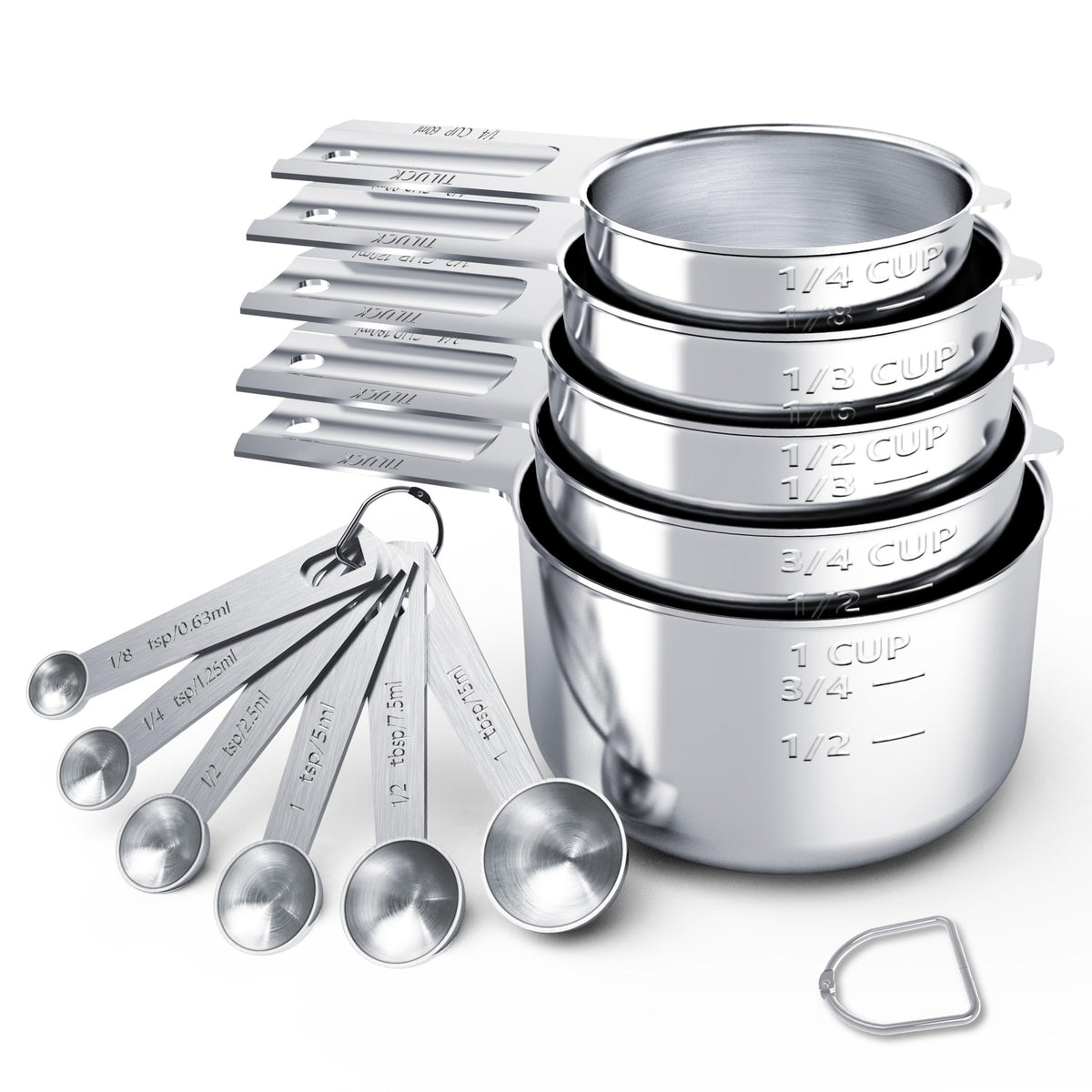 TILUCK Stainless Steel Measuring Cups & Spoons Set, Cups and Spoons