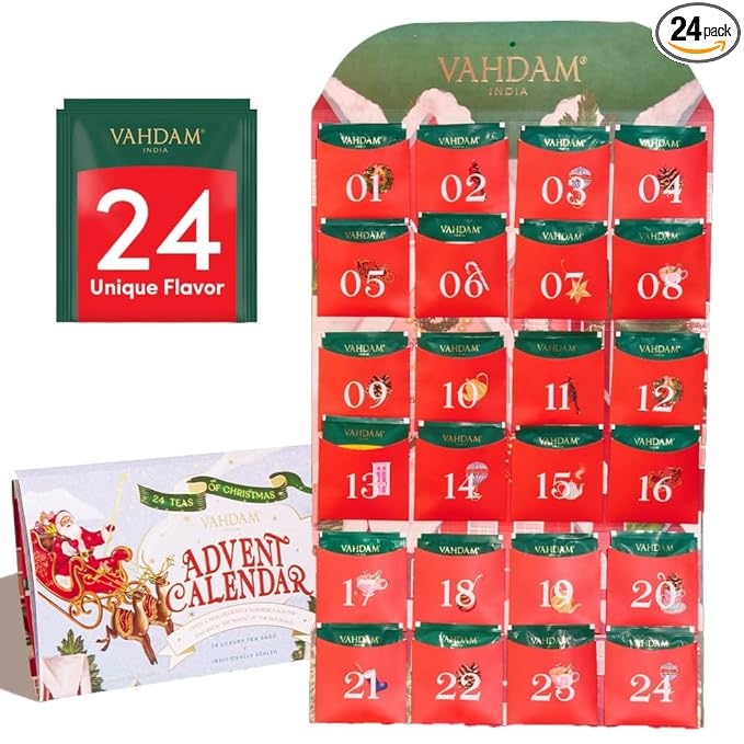 Limited Edition - Advent Calendar 2025 Tea Bags Folding Gift Set | 24 Unique Flavors - Holiday Gift Box | Christmas Advent Calendar 2025 for Adults, Advent Calendar 2025 Adult Women and Men | VAHDAM