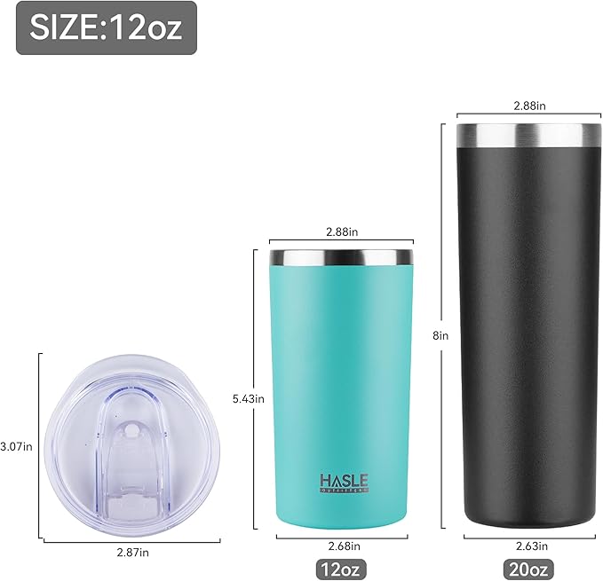 HASLE OUTFITTERS 12 oz Skinny Tumbler, Stainless Steel Insulated Slim Tumbler with Lid, Reusable Double Wall Travel Coffee Mug, Durable Powder Coated Travel Water Cup(Mint Green,1)