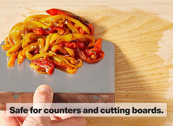 Misen Stainless Steel Bench Scraper - Versatile Food Scraper with Walnut Handle - Ideal for Kitchen, Pastry & Dough - Durable Cutting Board Scraper Tool - Effortless Transfer into Pots & Pans - White