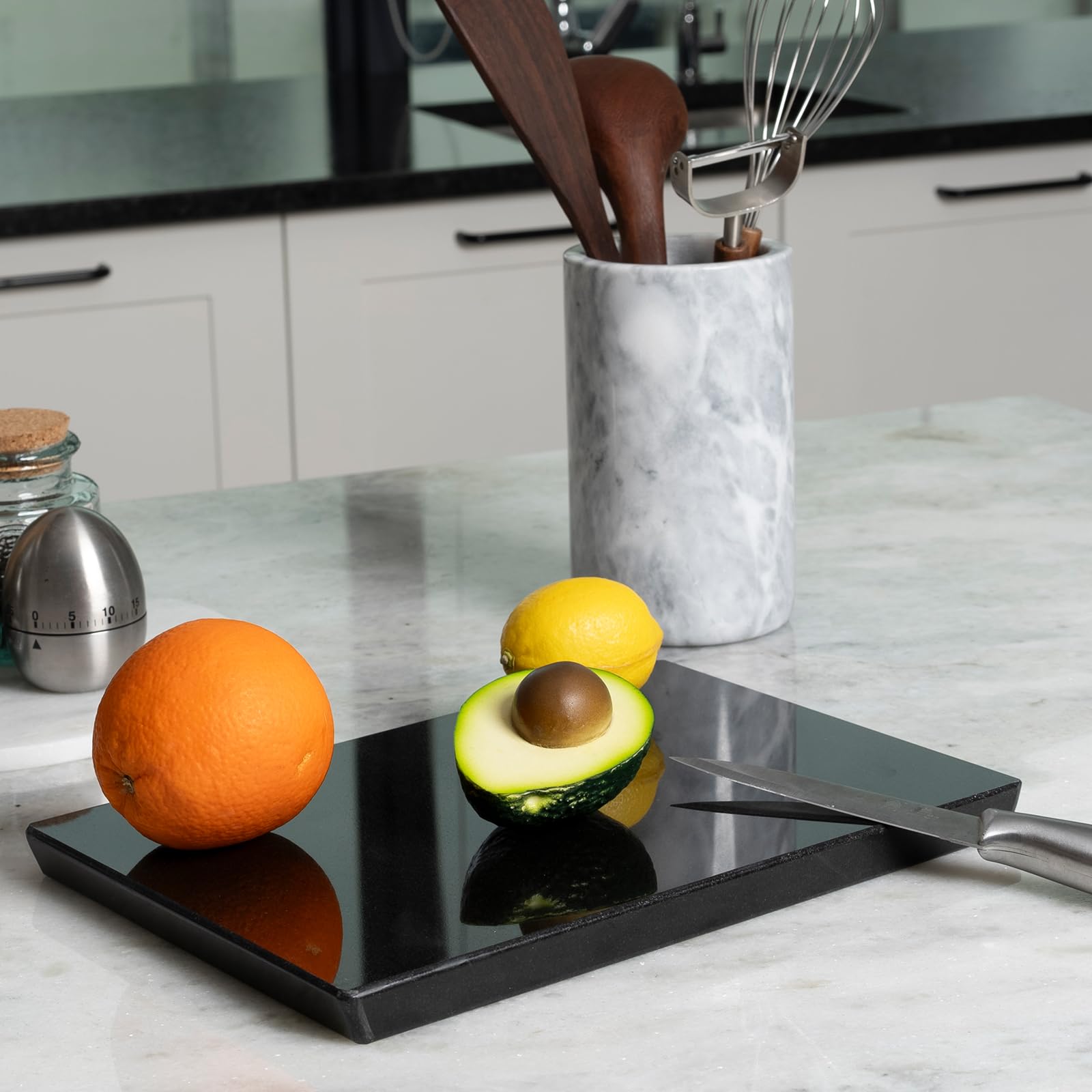Koville Black Marble Cutting Boards for Kitchen Countertop, Natural Marble Cutting Board Pastry Board Cheese Boards for Home Kitchen Decor, Stone Chopping Serving Tray for Charcuterie