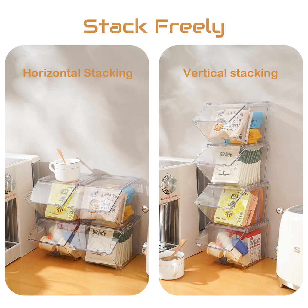 LLGWGL Front Opening Stackable Tea Bag Organizer, 2 Pack