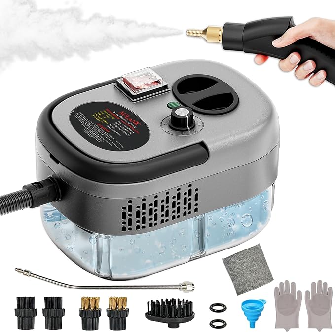 Steam Cleaner, Portable Pressurized Steamer for Cleaning with 14pcs Accessories, 6-Level Adjustable,15s Heat-Up, Handheld Steam Cleaner for Home, Tile, Dirt, Grout, Grease