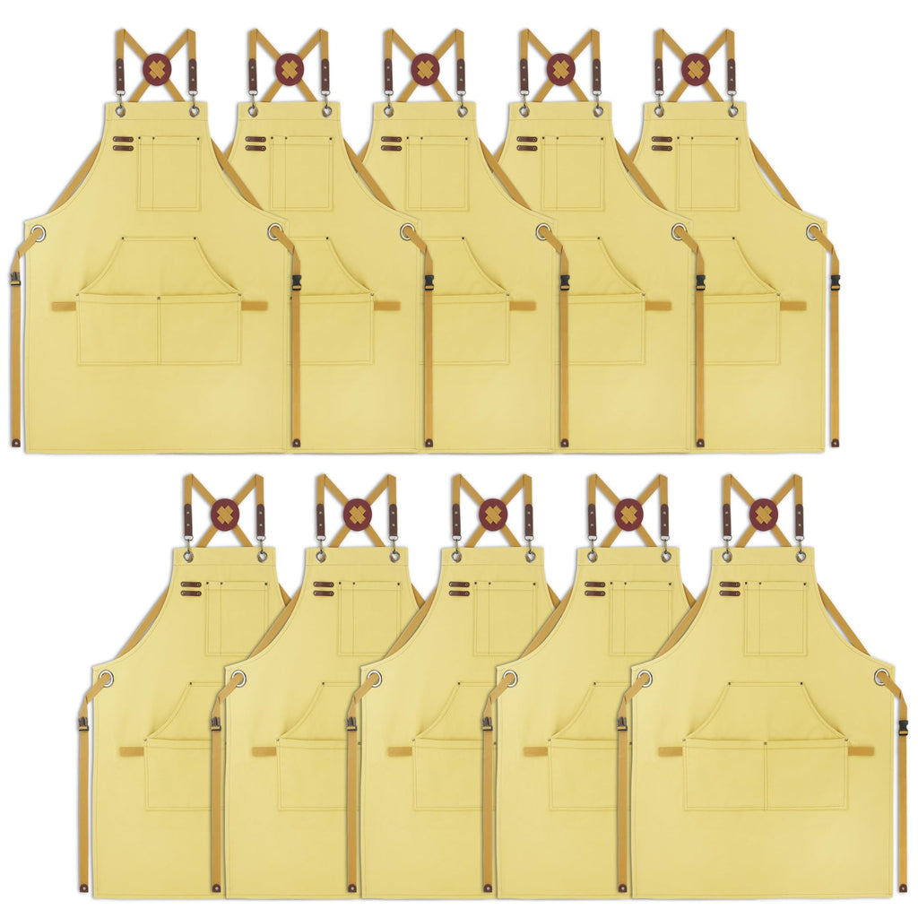 Stenffy 10 Pack Kitchen Apron, Work Apron, Canvas Apron, Amber