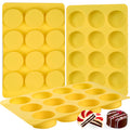 Round Chocolate Cookie Silicone Molds, New Size 12-Cavity Cylinder Chocolate Cover Cookie Silicone Molds for Candy Mini Cakes Jelly Baking (Yellow)