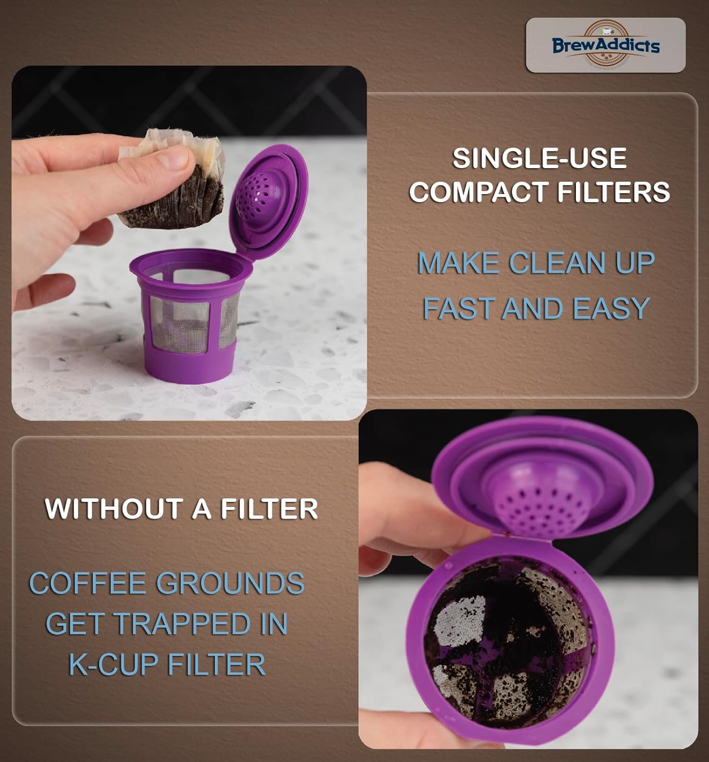 Brew Addicts 600 Paper Coffee Filters - Compact design White Single-Use Coffee Filter Compatible with Keurig 1.0 & 2.0