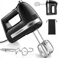 Z-DESDEMONA Electric Hand Mixer, Powerful Hand Mixer Electric Handheld with 304 Beaters, Dough Hook, Whisk, Hand Held Mixer with Turbo for Baking Cakes, Eggs, Cream Food(Black)